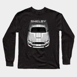 Ford Mustang Shelby GT350 2015 - 2020 - Silver - White Stripes Long Sleeve T-Shirt